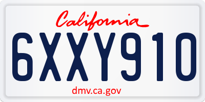 CA license plate 6XXY910