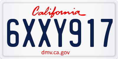 CA license plate 6XXY917
