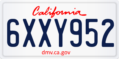 CA license plate 6XXY952