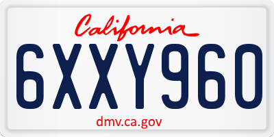 CA license plate 6XXY960