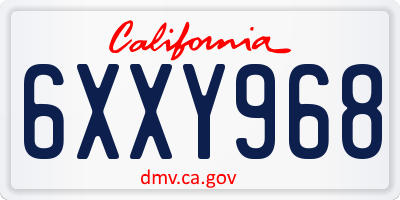 CA license plate 6XXY968