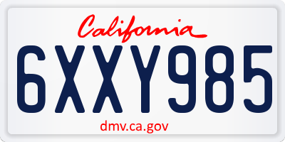 CA license plate 6XXY985