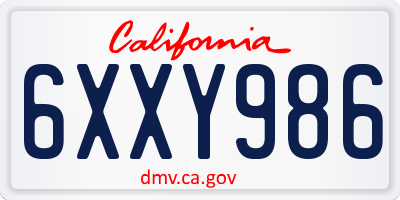 CA license plate 6XXY986