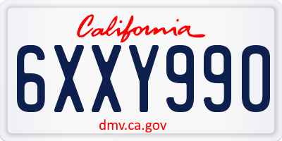 CA license plate 6XXY990