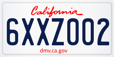 CA license plate 6XXZ002