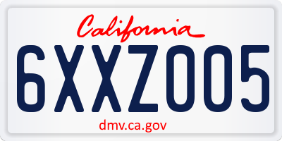 CA license plate 6XXZ005