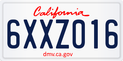CA license plate 6XXZ016