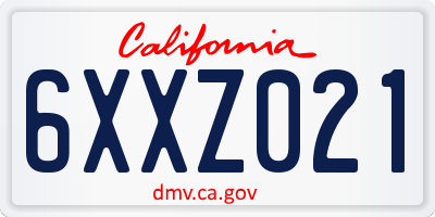 CA license plate 6XXZ021
