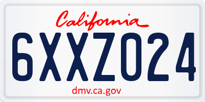 CA license plate 6XXZ024