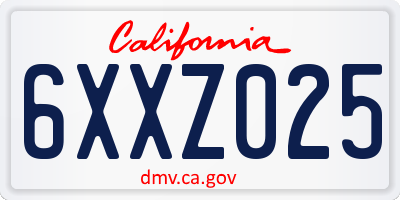 CA license plate 6XXZ025