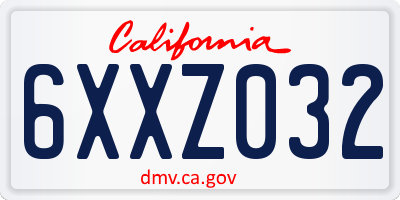 CA license plate 6XXZ032