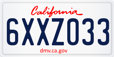 CA license plate 6XXZ033