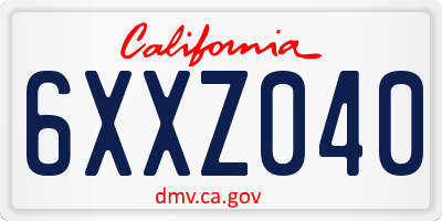 CA license plate 6XXZ040