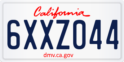 CA license plate 6XXZ044