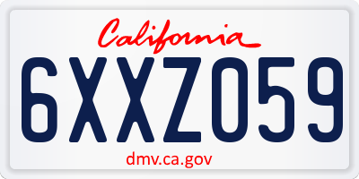 CA license plate 6XXZ059