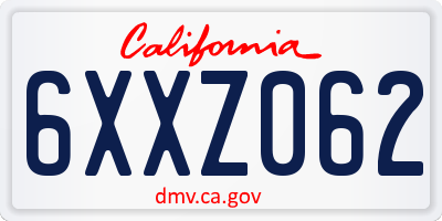 CA license plate 6XXZ062