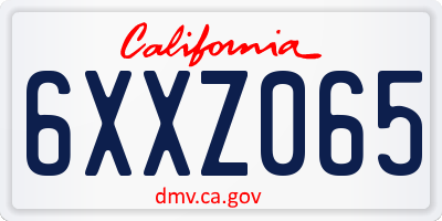 CA license plate 6XXZ065