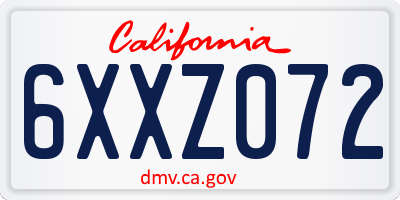 CA license plate 6XXZ072