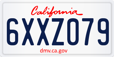 CA license plate 6XXZ079