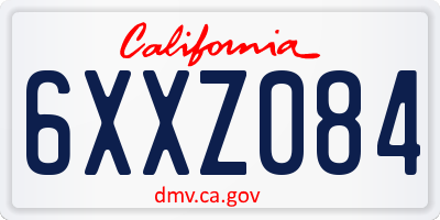 CA license plate 6XXZ084