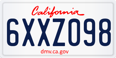 CA license plate 6XXZ098