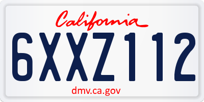 CA license plate 6XXZ112