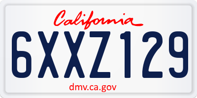 CA license plate 6XXZ129