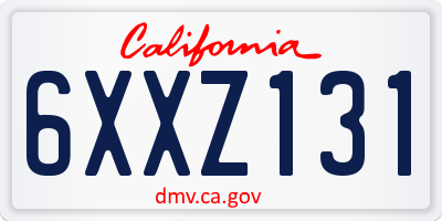 CA license plate 6XXZ131