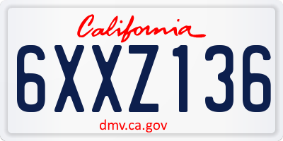 CA license plate 6XXZ136