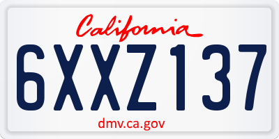 CA license plate 6XXZ137