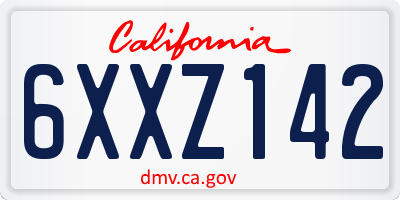 CA license plate 6XXZ142
