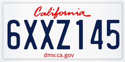 CA license plate 6XXZ145