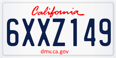 CA license plate 6XXZ149