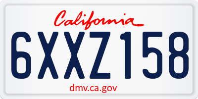 CA license plate 6XXZ158