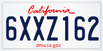 CA license plate 6XXZ162