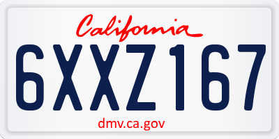 CA license plate 6XXZ167