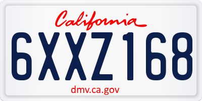 CA license plate 6XXZ168