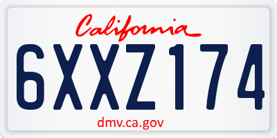 CA license plate 6XXZ174