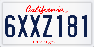 CA license plate 6XXZ181