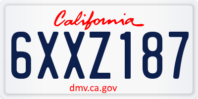 CA license plate 6XXZ187