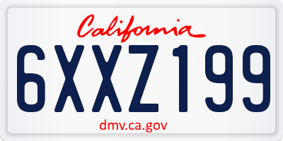 CA license plate 6XXZ199