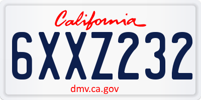 CA license plate 6XXZ232