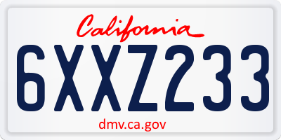 CA license plate 6XXZ233