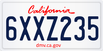 CA license plate 6XXZ235