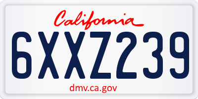 CA license plate 6XXZ239