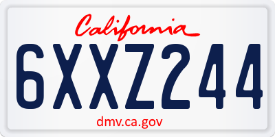 CA license plate 6XXZ244