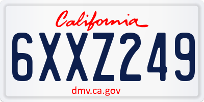 CA license plate 6XXZ249