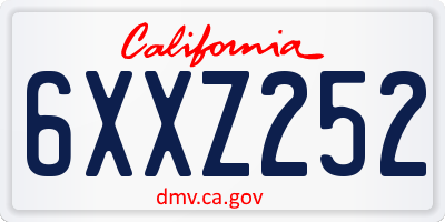 CA license plate 6XXZ252