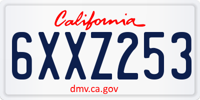 CA license plate 6XXZ253