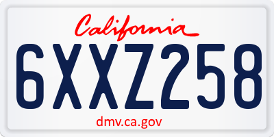 CA license plate 6XXZ258